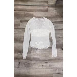 Free People long sleece mesh lace bodysuit NWOT sz S